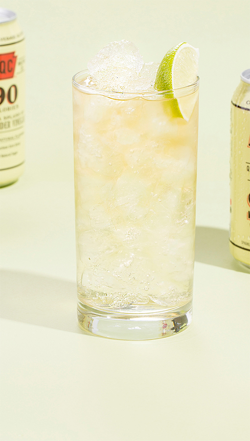 Apple Spritz Cocktail and can of Quaker City Shrubs